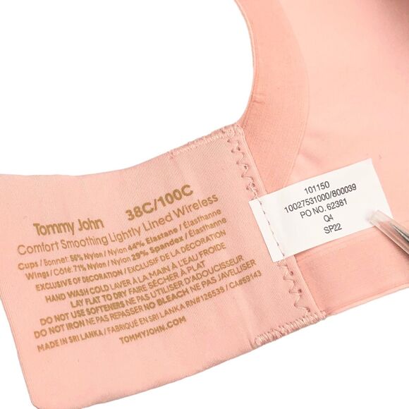 NEW Tommy John Comfort Smoothing Lightly Lined Wireless Bra 38C Peachskin Pink - Picture 5 of 8